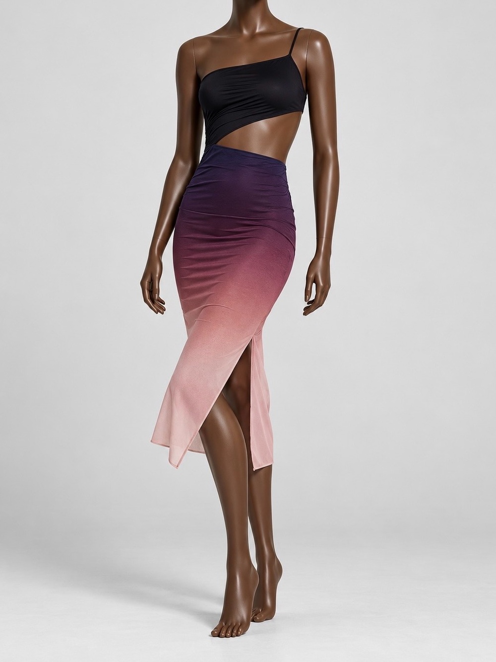 Victoria's Secret Ombre Midi Skirt in Navy to Blush